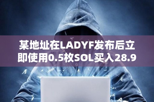 某地址在LADYF发布后立即使用0.5枚SOL买入28.9亿枚，目前获利超30万美元