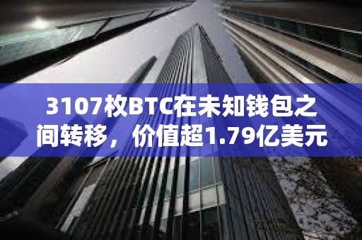 3107枚BTC在未知钱包之间转移，价值超1.79亿美元