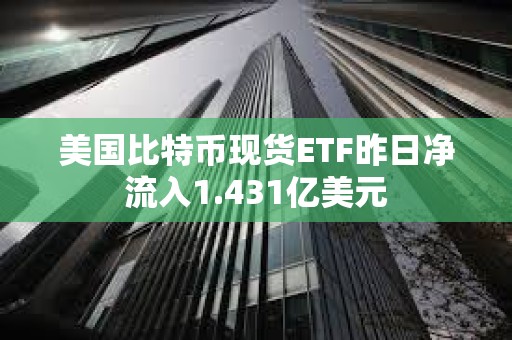 美国比特币现货ETF昨日净流入1.431亿美元