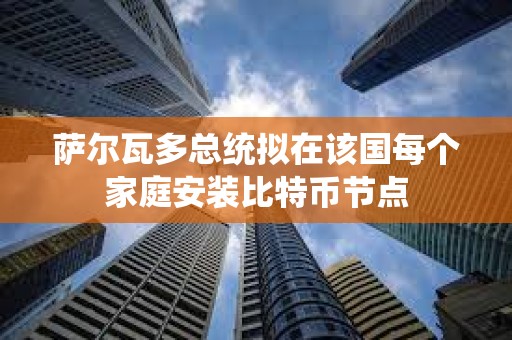 萨尔瓦多总统拟在该国每个家庭安装比特币节点