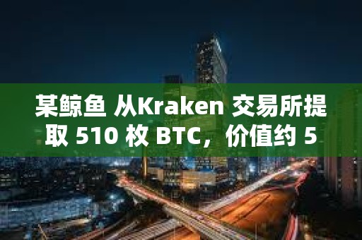 某鲸鱼 从Kraken 交易所提取 510 枚 BTC，价值约 5010 万美元