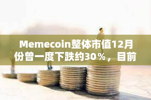 Memecoin整体市值12月份曾一度下跌约30％，目前较月初下跌14.61%