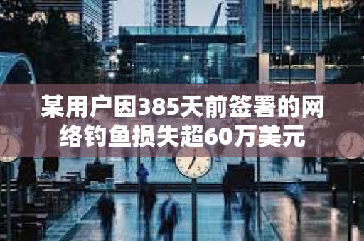 某用户因385天前签署的网络钓鱼损失超60万美元