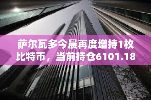 萨尔瓦多今晨再度增持1枚比特币，当前持仓6101.18枚