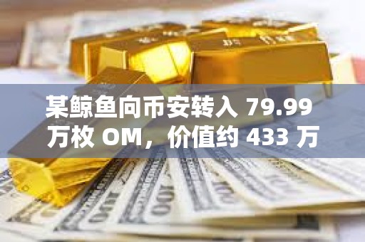 某鲸鱼向币安转入 79.99 万枚 OM，价值约 433 万美元