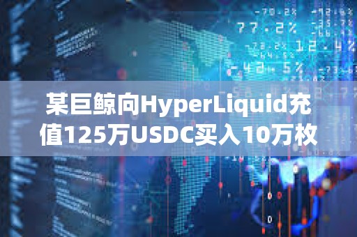 某巨鲸向HyperLiquid充值125万USDC买入10万枚HYPE