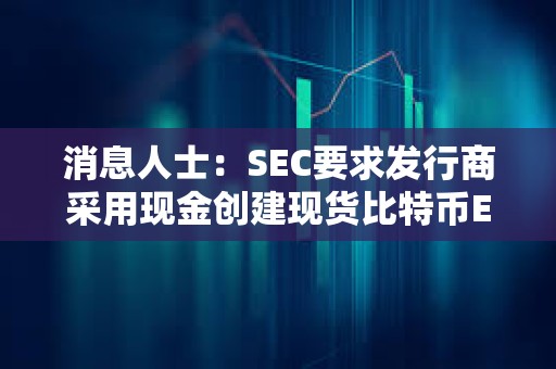 消息人士：SEC要求发行商采用现金创建现货比特币ETF，并从文件中删除所有实物赎回的暗示