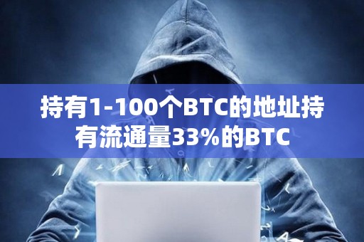 持有1-100个BTC的地址持有流通量33%的BTC