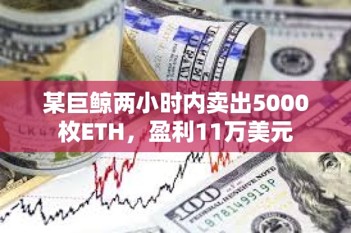 某巨鲸两小时内卖出5000枚ETH，盈利11万美元