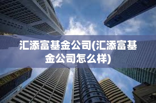 汇添富基金公司(汇添富基金公司怎么样)