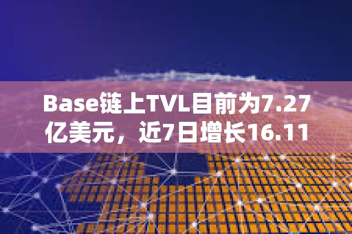 Base链上TVL目前为7.27亿美元，近7日增长16.11%