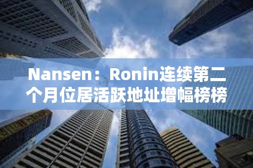 Nansen：Ronin连续第二个月位居活跃地址增幅榜榜首