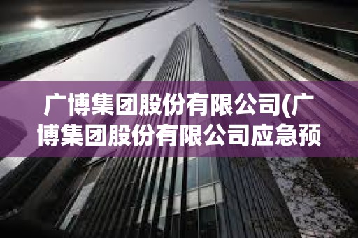 广博集团股份有限公司(广博集团股份有限公司应急预案)