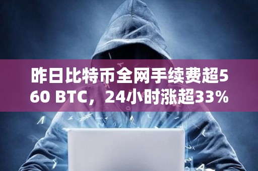 昨日比特币全网手续费超560 BTC，24小时涨超33%