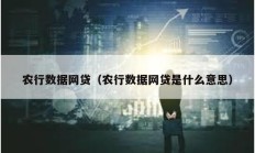 农行数据网贷（农行数据网贷是什么意思）