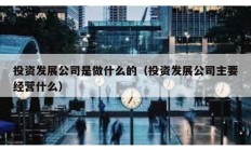 投资发展公司是做什么的（投资发展公司主要经营什么）