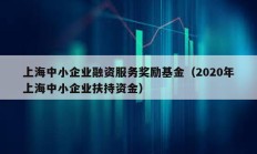 上海中小企业融资服务奖励基金（2020年上海中小企业扶持资金）