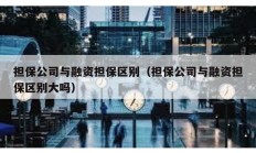 担保公司与融资担保区别（担保公司与融资担保区别大吗）