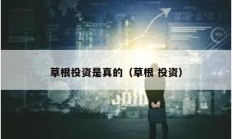 草根投资是真的（草根 投资）
