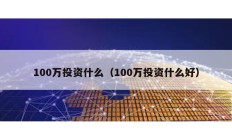 100万投资什么（100万投资什么好）