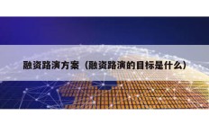 融资路演方案（融资路演的目标是什么）