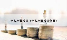 个人小额投资（个人小额投资创业）