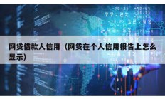 网贷借款人信用（网贷在个人信用报告上怎么显示）