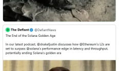 以太坊基金会研究员：Solana 黄金时代结束了 两大优势将被 ETH L2 超越