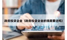 政府投资企业（政府投资企业的钱需要还吗）