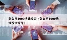 怎么用1000块钱投资（怎么用1000块钱投资银行）