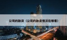 公司的融资（公司的融资情况在哪看）