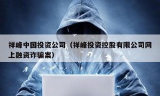 祥峰中国投资公司（祥峰投资控股有限公司网上融资诈骗案）