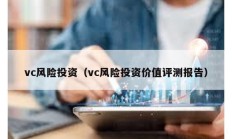 vc风险投资（vc风险投资价值评测报告）