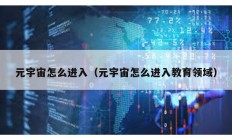 元宇宙怎么进入（元宇宙怎么进入教育领域）