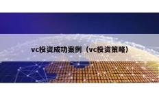 vc投资成功案例（vc投资策略）