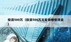 投资500万（投资500万元能做哪些项目）