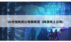 sb才找网贷公司做网贷（网贷找上公司）