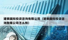 建银国际投资咨询有限公司（建银国际投资咨询有限公司怎么样）
