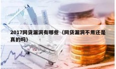 2017网贷漏洞有哪些（网贷漏洞不用还是真的吗）