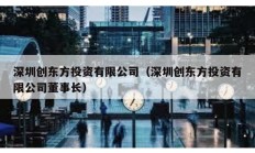 深圳创东方投资有限公司（深圳创东方投资有限公司董事长）