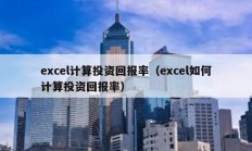 excel计算投资回报率（excel如何计算投资回报率）