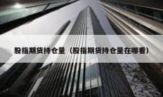 股指期货持仓量（股指期货持仓量在哪看）