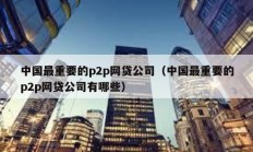 中国最重要的p2p网贷公司（中国最重要的p2p网贷公司有哪些）