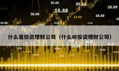什么是投资理财公司（什么叫投资理财公司）
