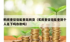 购房查征信能查出网贷（买房查征信能查到个人名下吗存款吗）