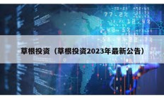 草根投资（草根投资2023年最新公告）