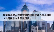 公司和其他人合伙投资的项目应计入什么科目（公司和个人合伙做项目）