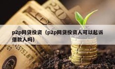 p2p网贷投资（p2p网贷投资人可以起诉借款人吗）