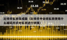 比特币私钥生成器（比特币中会将私钥使用什么编码方式对私钥进行转换）