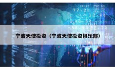 宁波天使投资（宁波天使投资俱乐部）